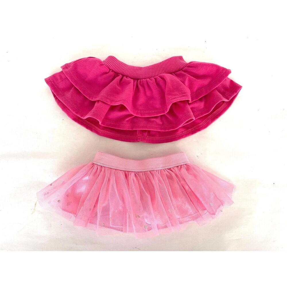 Lot of 2 Build-A-Bear Skirts PINK MESH *GLAM* SKIRT & Soft Layered Cotton Skirt